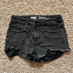 High Rise Black Denim Shorts